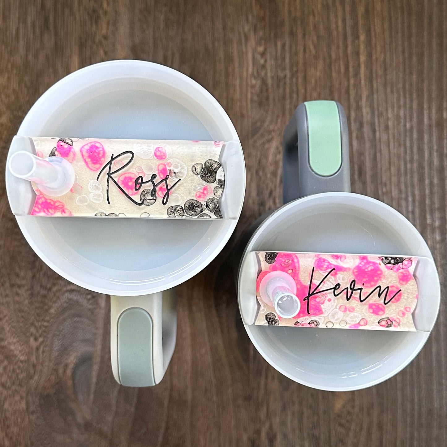 Punk Pink Pearl Swirl Name Plate Tumbler Tag compatible with Stanley Quencher H2.0