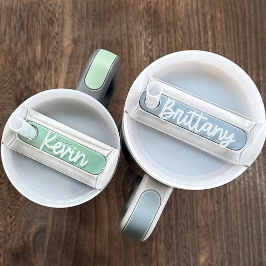 Clear Personalized Cursive Name Plate Tumbler Tag compatible with Stanley Quencher H2.0
