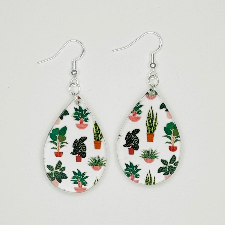 Succulent Garden Cactus Katie Teardrop Dangle Earrings