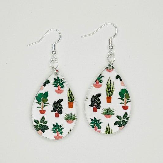 Succulent Garden Cactus Katie Teardrop Dangle Earrings