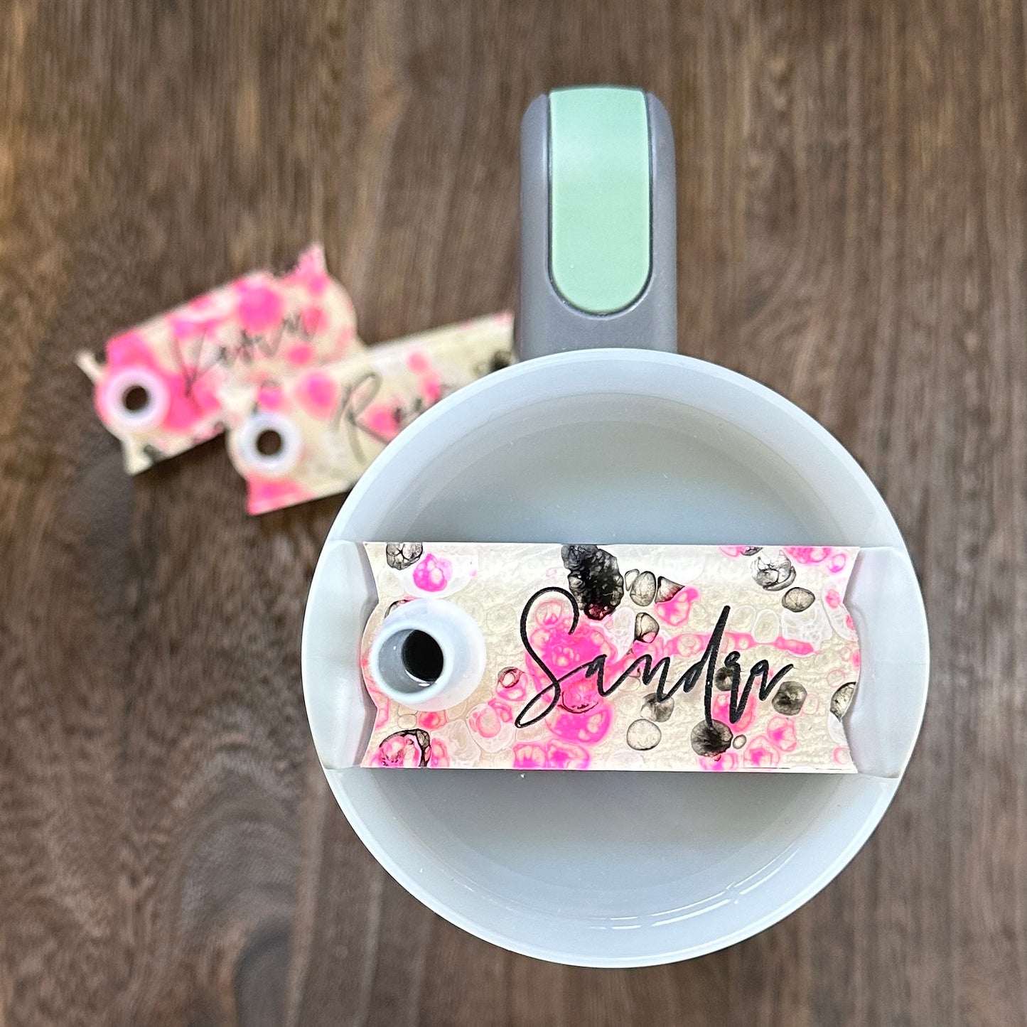 Punk Pink Pearl Swirl Name Plate Tumbler Tag compatible with Stanley Quencher H2.0