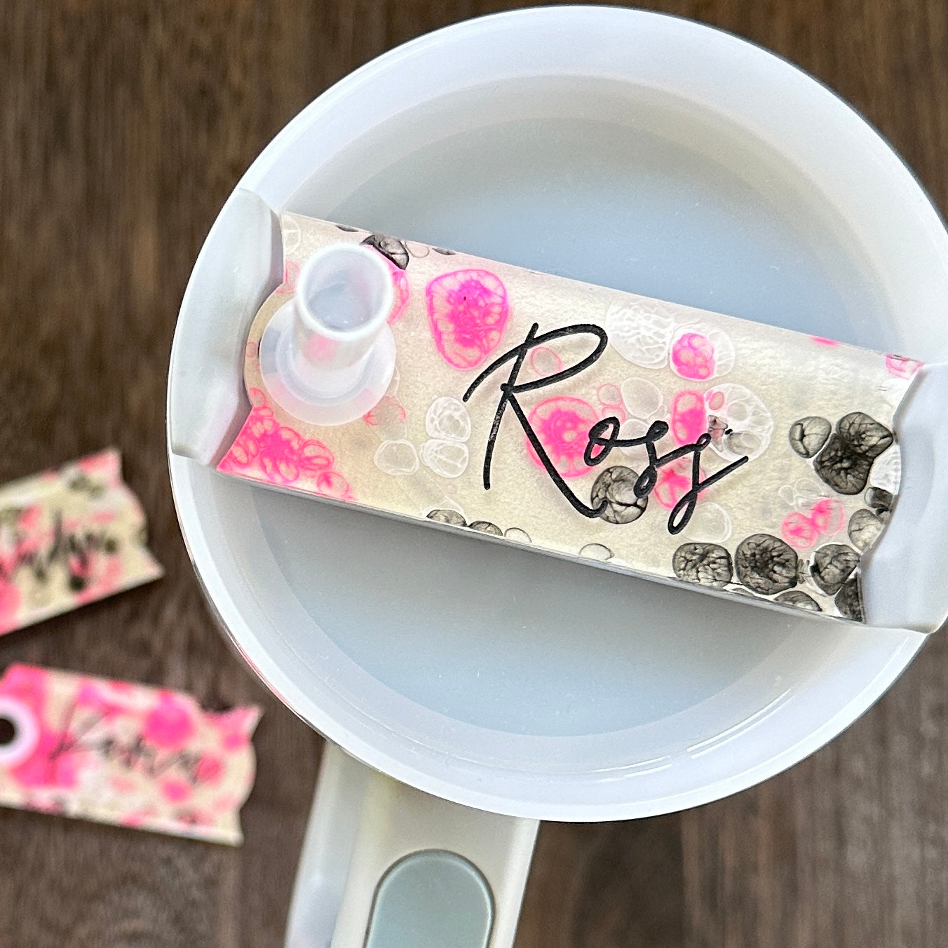 Punk Pink Pearl Swirl Name Plate Tumbler Tag compatible with Stanley Quencher H2.0