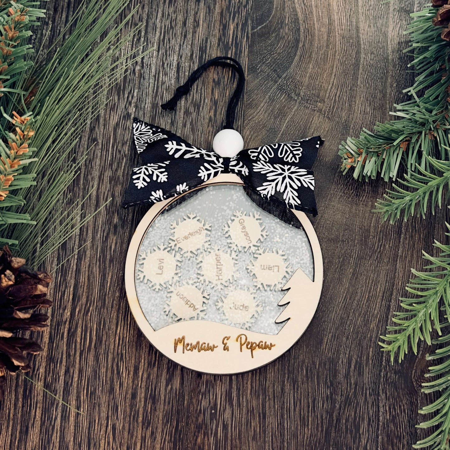 Family Snow Globe Name Engraved Interactive Ornament