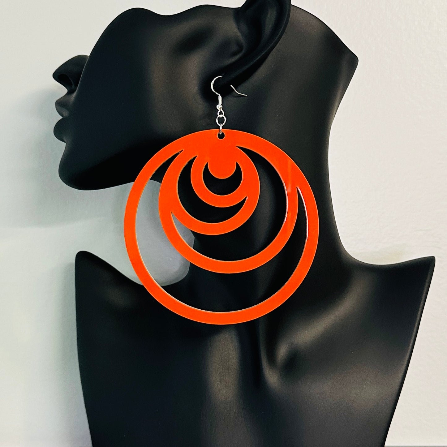 Crescendo of Crescents Oversized Circle Dangle Earrings