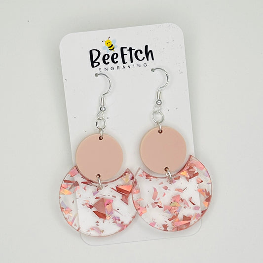 Rose Gold Flake and Blush Pink Sandy Dangle Earrings