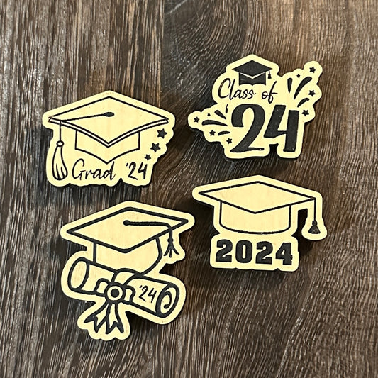 Senior 2024 Graduation Magnets - Cap, Gown, Diploma, Class of '24