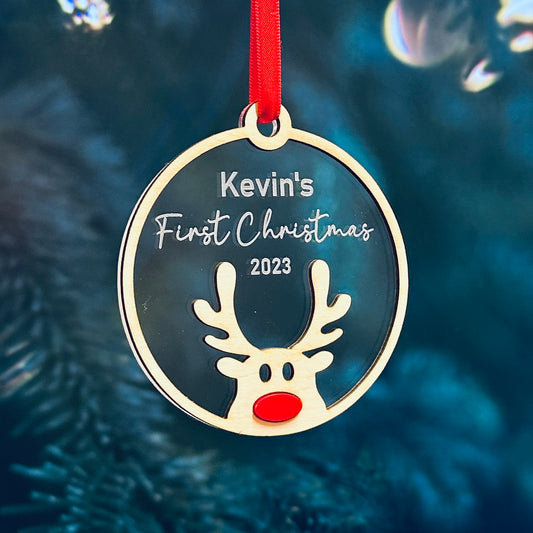 Baby’s First Christmas Personalized Reindeer Ornament