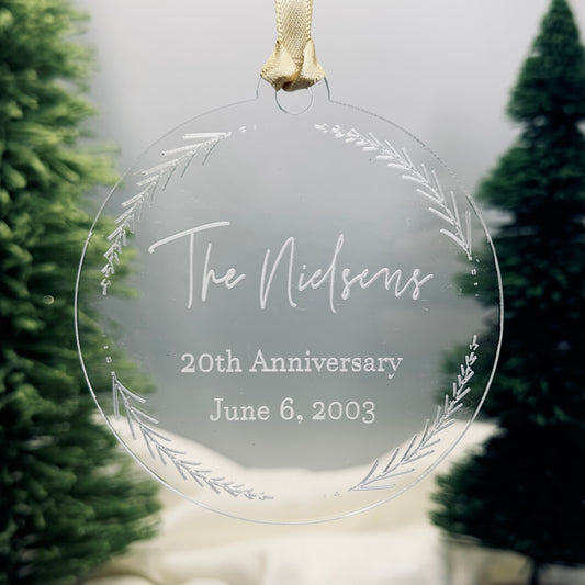 Wedding Anniversary Christmas Keepsake Ornament Custom Engraved