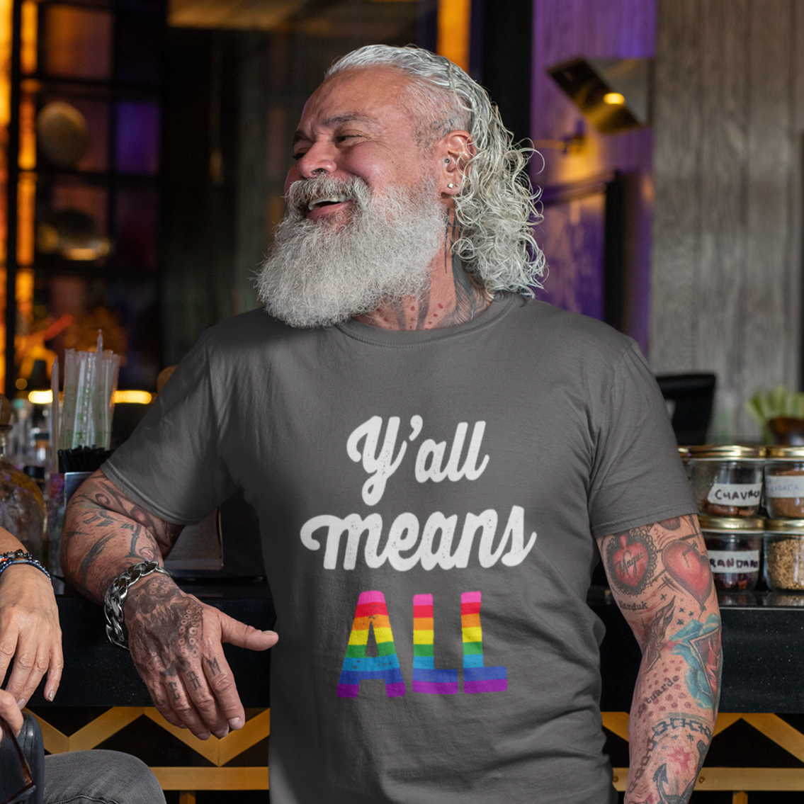 Y'all Means All Tee, LGBTQ Pride Ally, Unisex Short Sleeve Crew Neck T-Shirt